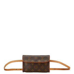 LOUIS VUITTON Authentic Brown Monogram Leather Pochette Hobo Bag